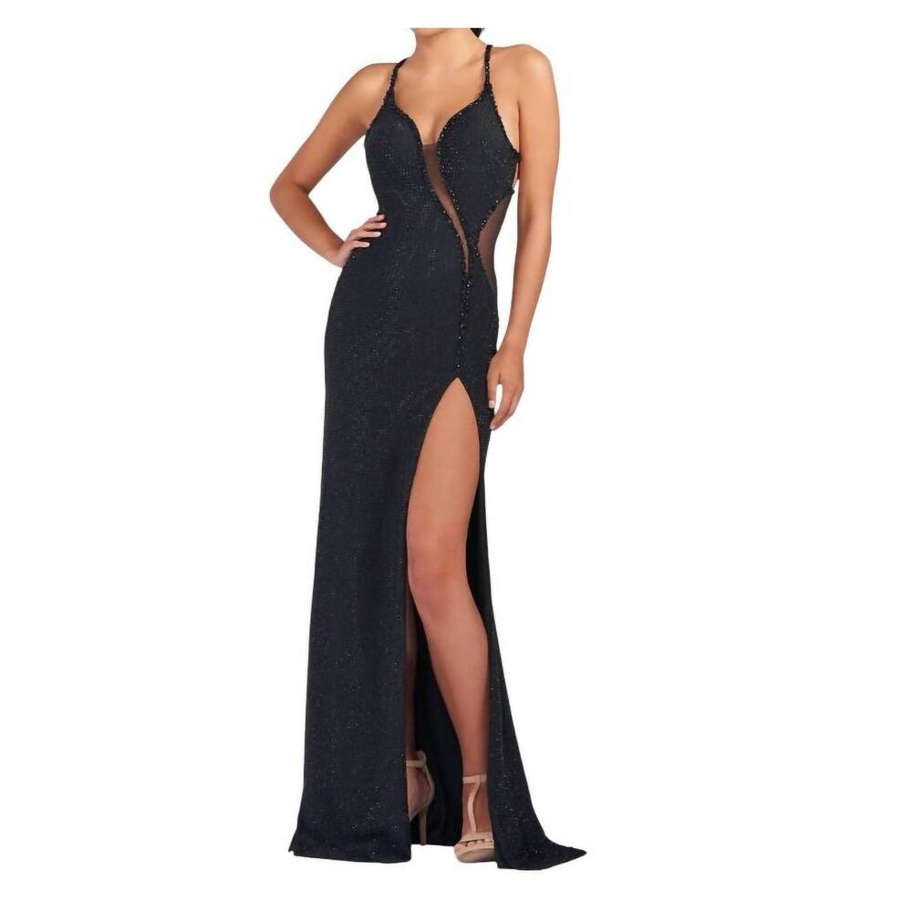 NEW MON CHERI v-neck alluring gown in black